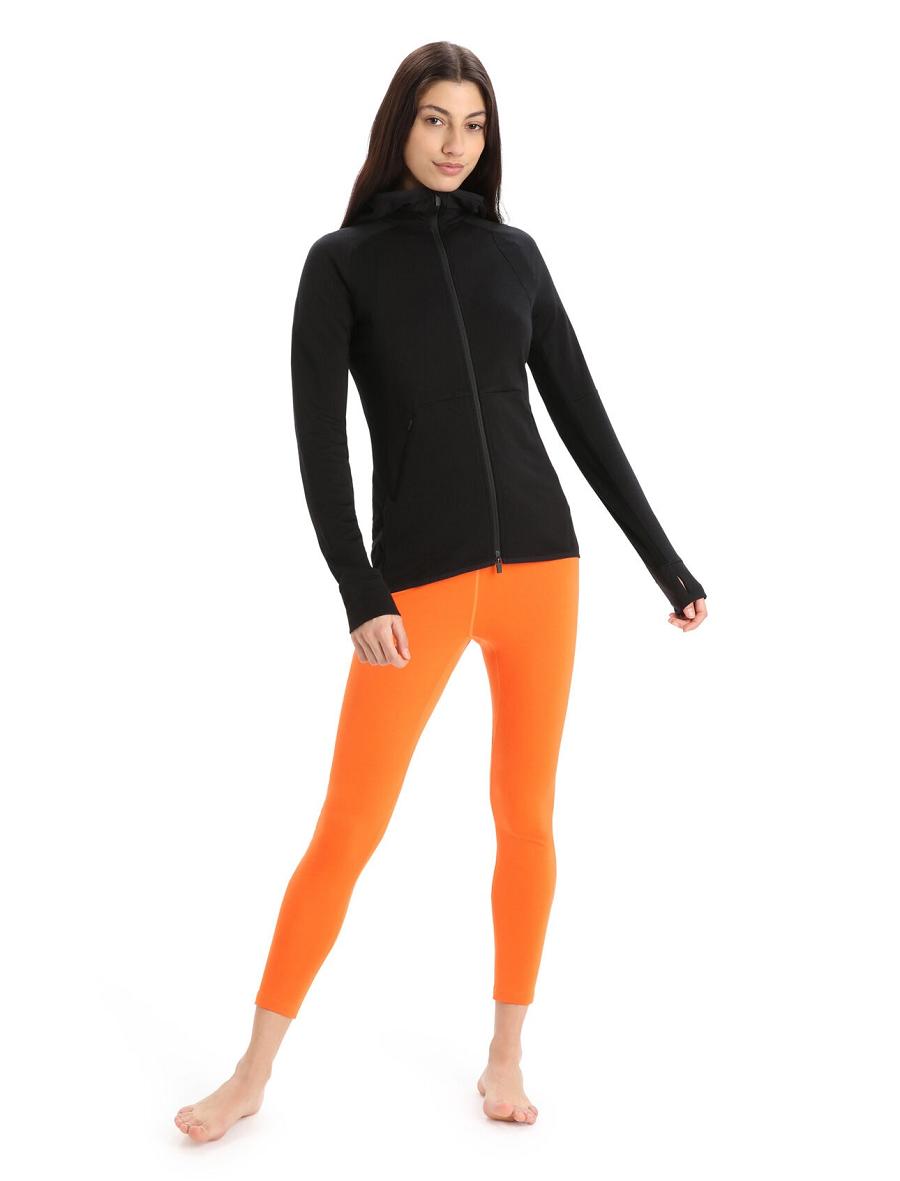 Black Women's Icebreaker ZoneKnit™ Merino Long Sleeve Zip Hoodie | USA 1674YXFU